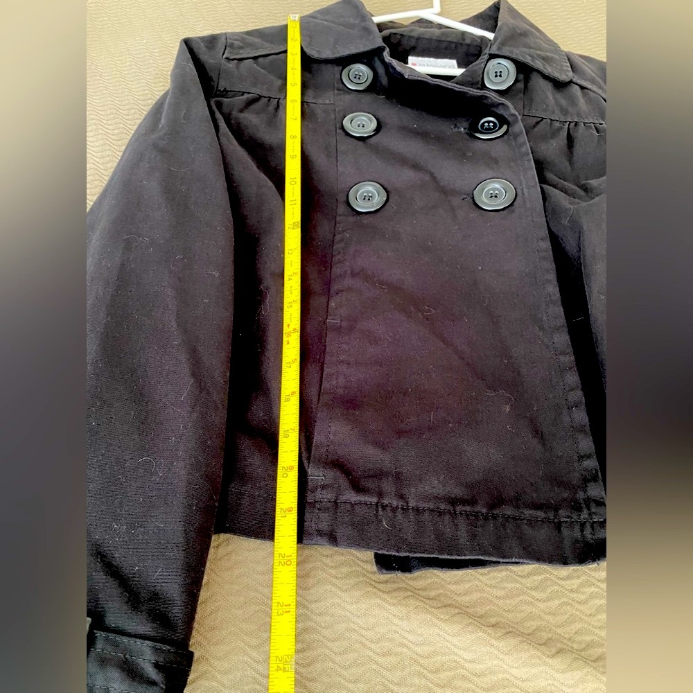 No Boundaries short black military button coat buckle sleeves EUC pea trench - Picture 4 of 8
